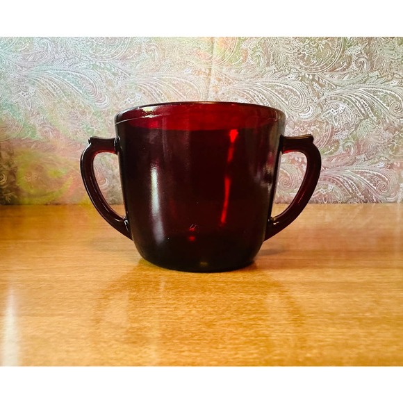 Vintage Royal Ruby glass open sugar dish by Anchor Hocking - Picture 4 of 10
